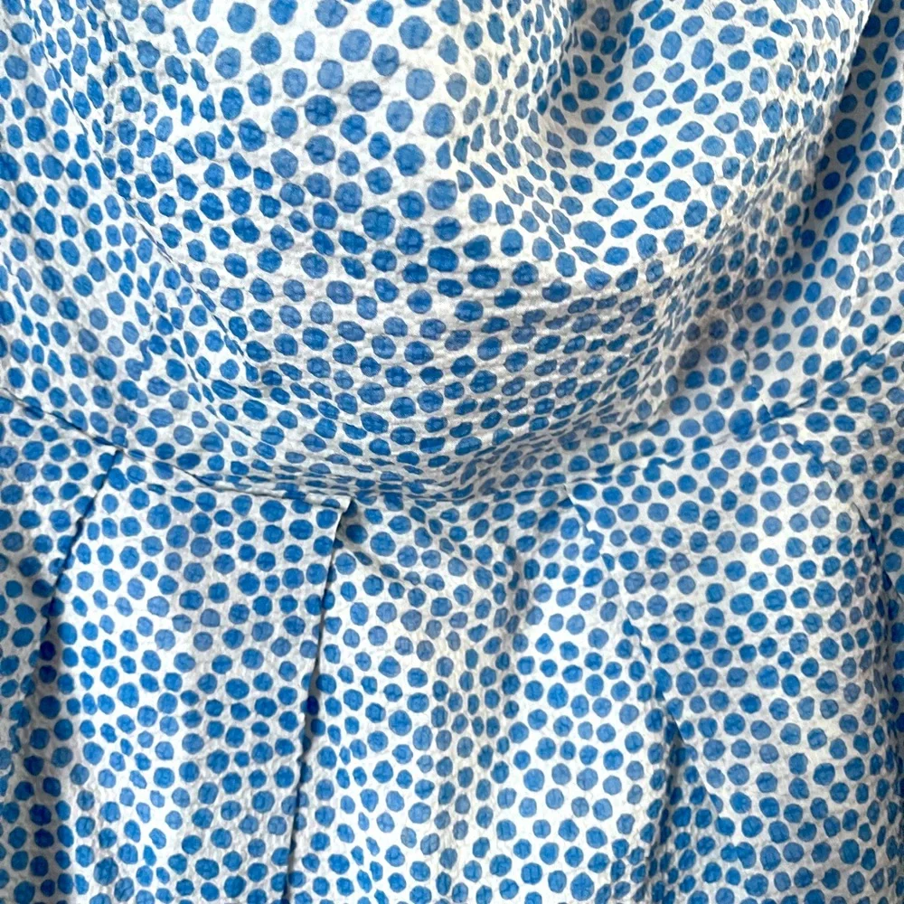 J. Crew Polka Dot Blue White 100% Cotton‎ Strapless Mini Dress 10P
